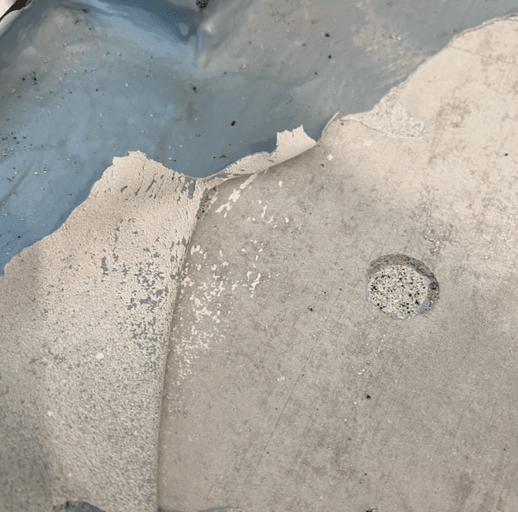 Defective waterproof membrane application